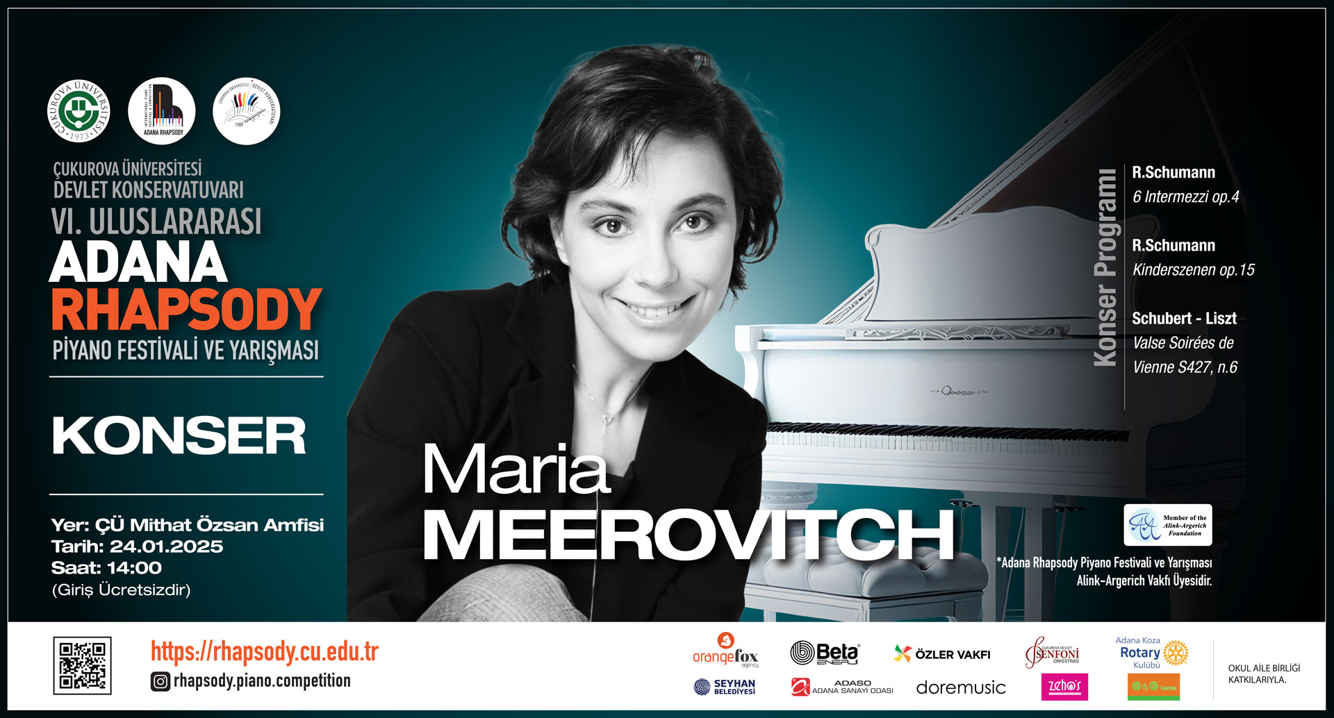 VI. Uluslararası Adana Rhapsody Piyano Festivali ve Yarışması - Maria Meerovitch Konseri