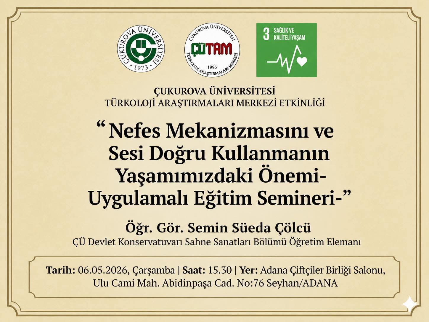 Nefes Mekanizmasını ve Sesi Doğru Kullanmanın Yaşamımızdaki Önemi - Uygulamalı Eğitim Semineri